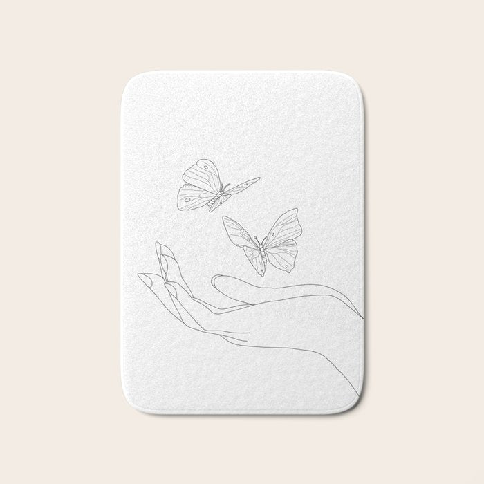 Butterflies on the Palm of the Hand Bath Mat Gallery Image 1