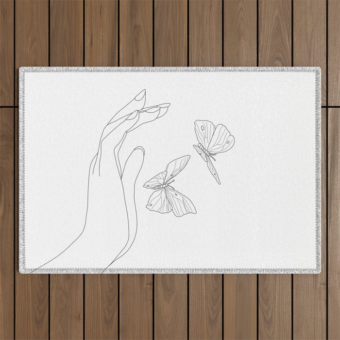 Butterflies on the Palm of the Hand Outdoor Rug Gallery Image 1
