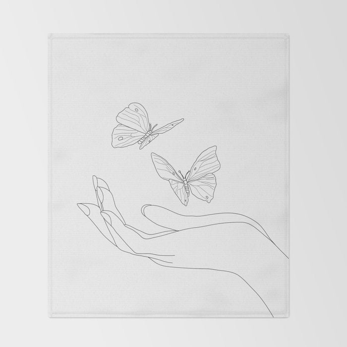 Butterflies on the Palm of the Hand Throw Blanket Gallery Image 2