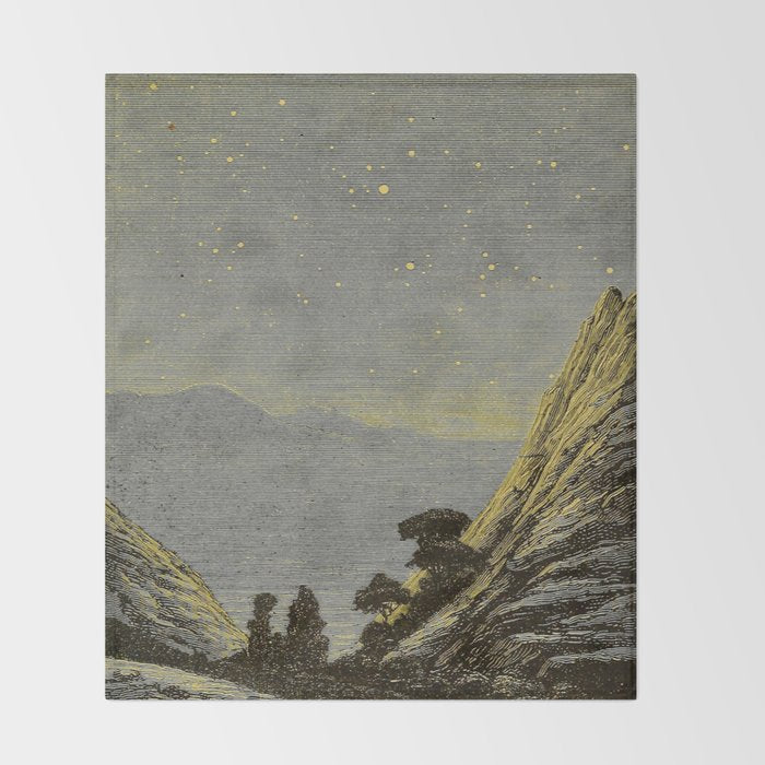 Astronomy for amateurs - 1904 Star Night Sky Landscape Throw Blanket Gallery Image 2