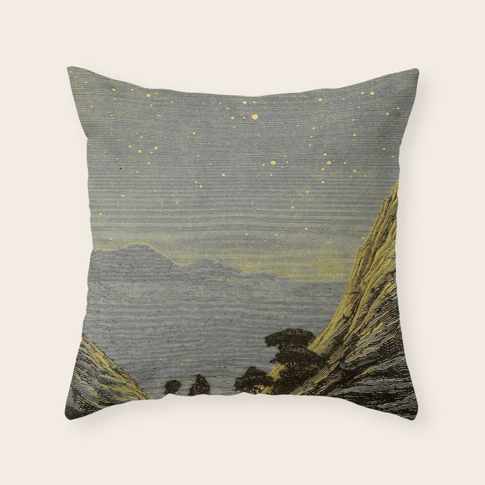 Astronomy for amateurs - 1904 Star Night Sky Landscape Throw Pillow Gallery Image 6