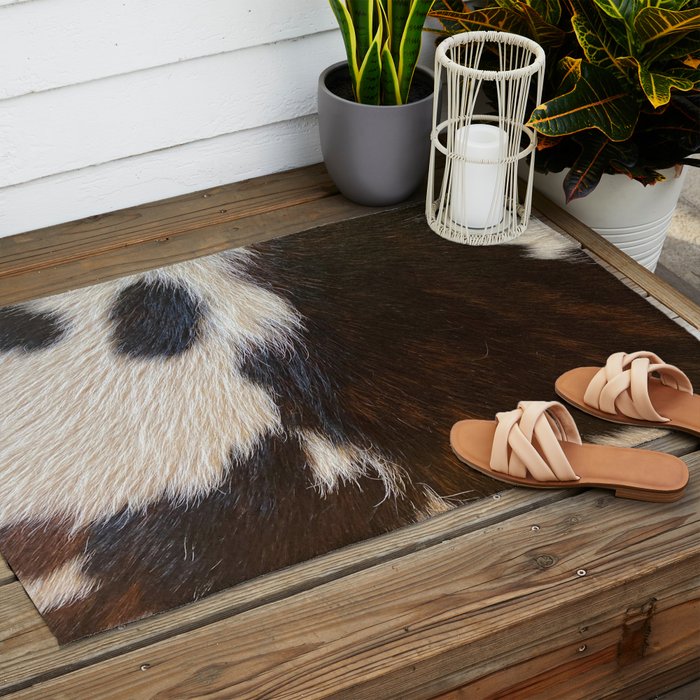 Cowhide Farmhouse Decor  Outdoor Rug Gallery Image 2