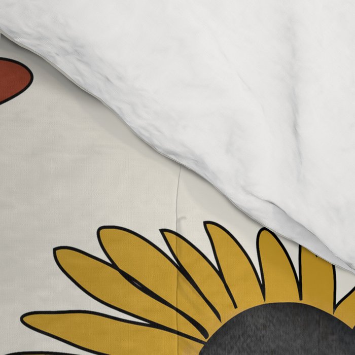 Colorful Thoughts Minimal Line Girl with Sunflowers Comforter Gallery Image 4