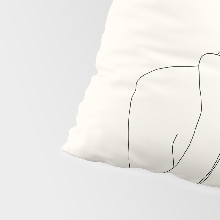 Colorful Thoughts Minimal Line Girl with Sunflowers Pillow Sham Gallery Image 4