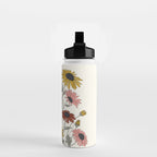 Colorful Thoughts Minimal Line Girl with Sunflowers Water Bottle Gallery Image 2