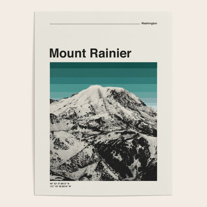 Mount Rainier Retro National Park Poster Poster Gallery Image 4