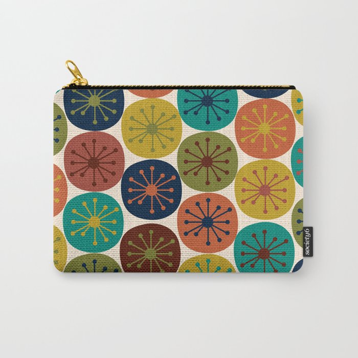 Atomic Dots Midcentury Modern Pattern in Mid Mod Colors on Cream  Carry All Pouch Gallery Image 1