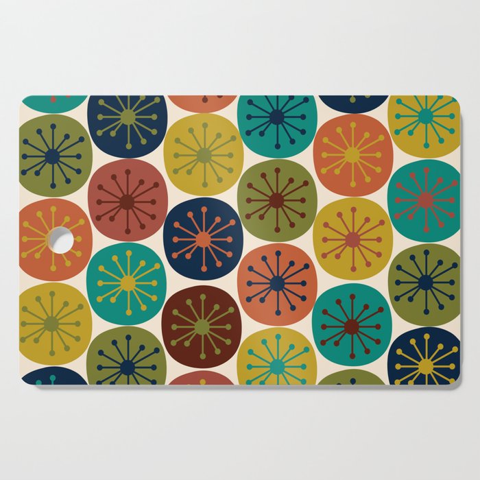 Atomic Dots Midcentury Modern Pattern in Mid Mod Colors on Cream  Cutting Board Gallery Image 1