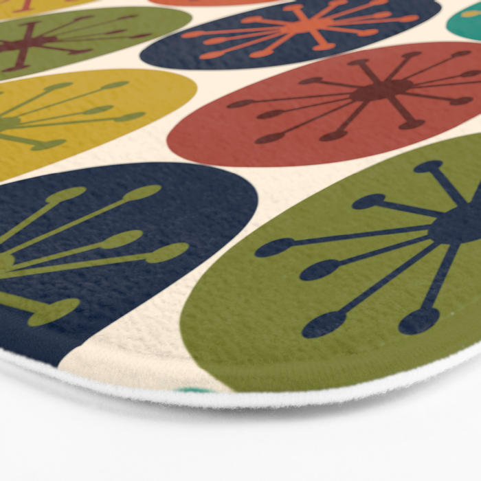 Atomic Dots Midcentury Modern Pattern in Mid Mod Colors on Cream  Bath Mat Gallery Image 3