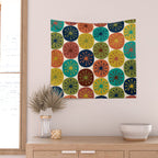 Atomic Dots Midcentury Modern Pattern in Mid Mod Colors on Cream  Wall Tapestry Gallery Image 2