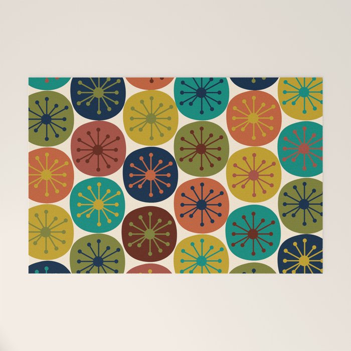 Atomic Dots Midcentury Modern Pattern in Mid Mod Colors on Cream  Welcome Mat Gallery Image 1