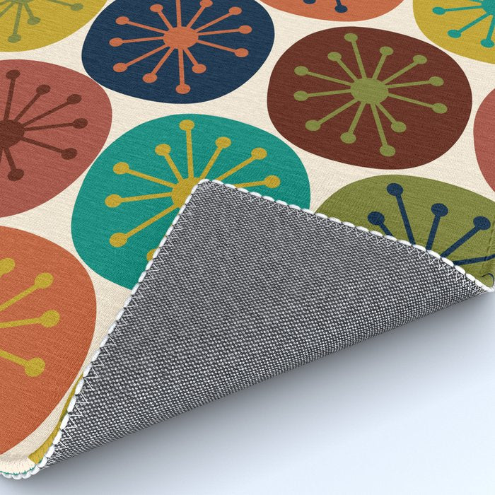 Atomic Dots Midcentury Modern Pattern in Mid Mod Colors on Cream  Rug Gallery Image 4
