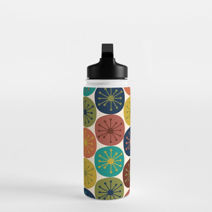 Atomic Dots Midcentury Modern Pattern in Mid Mod Colors on Cream  Water Bottle Gallery Image 3