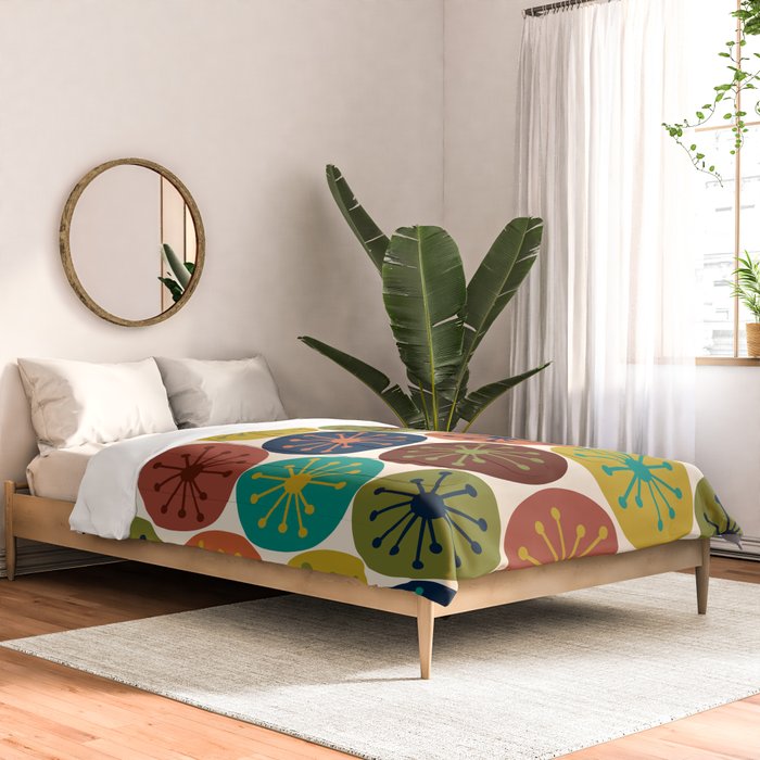Atomic Dots Midcentury Modern Pattern in Mid Mod Colors on Cream  Comforter Gallery Image 2