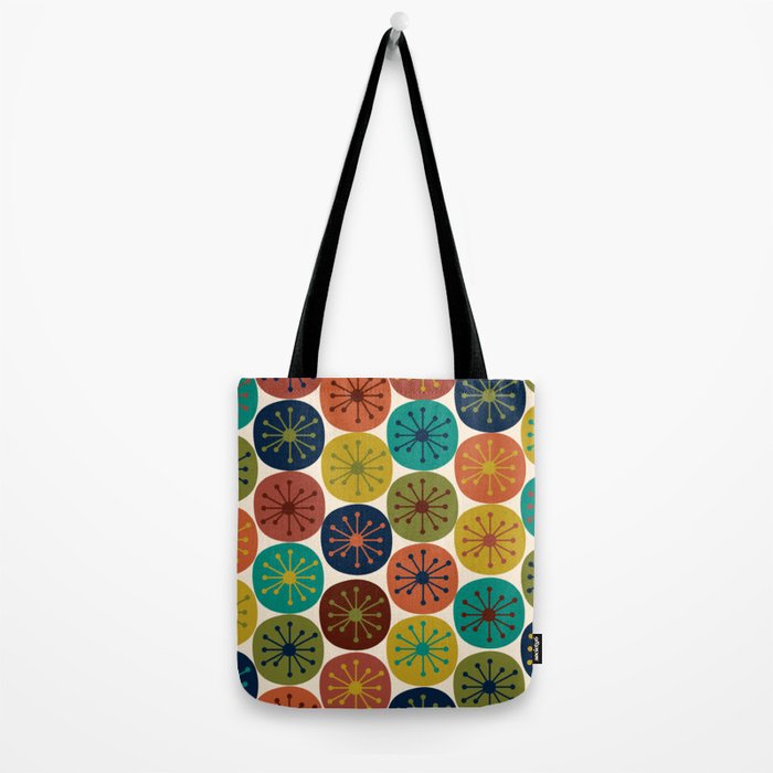 Atomic Dots Midcentury Modern Pattern in Mid Mod Colors on Cream  Tote Bag Gallery Image 2