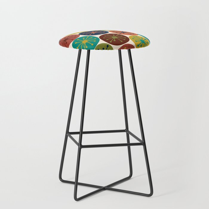 Atomic Dots Midcentury Modern Pattern in Mid Mod Colors on Cream  Stool Gallery Image 1