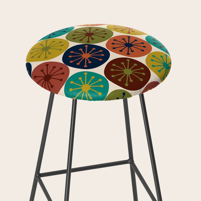 Atomic Dots Midcentury Modern Pattern in Mid Mod Colors on Cream  Stool Gallery Image 2