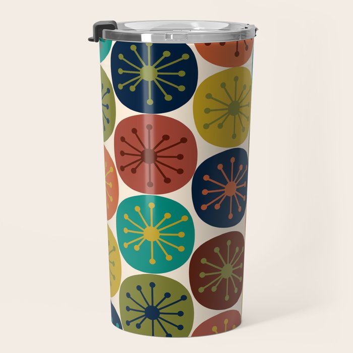 Atomic Dots Midcentury Modern Pattern in Mid Mod Colors on Cream  Travel Mug Gallery Image 3