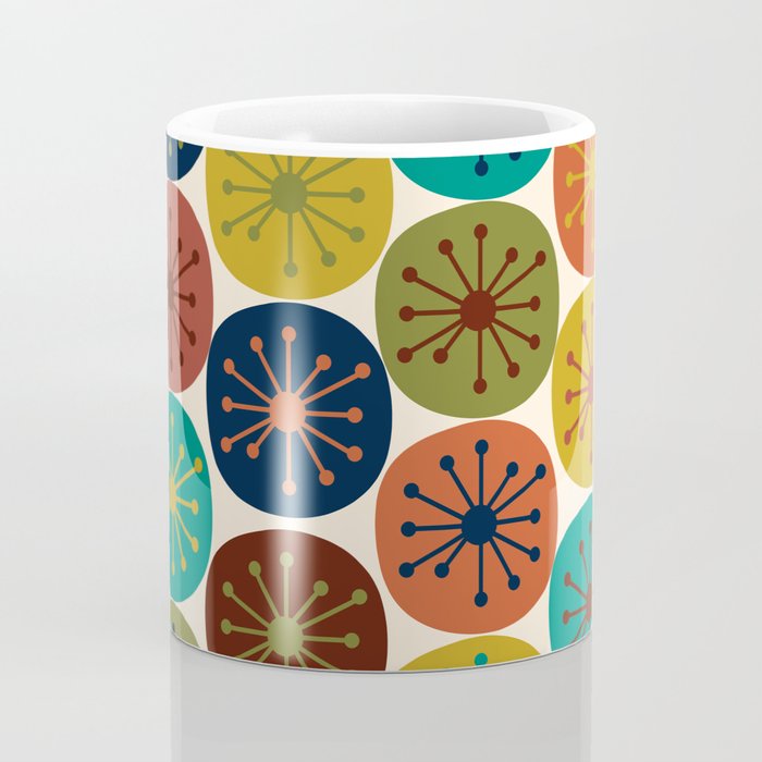 Atomic Dots Midcentury Modern Pattern in Mid Mod Colors on Cream  Coffee Mug Gallery Image 4