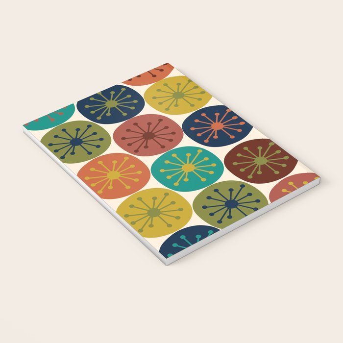 Atomic Dots Midcentury Modern Pattern in Mid Mod Colors on Cream  Notebook Gallery Image 3