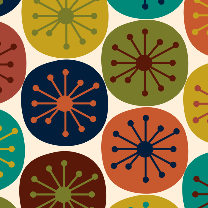 Atomic Dots Midcentury Modern Pattern in Mid Mod Colors on Cream  Coffee Mug Gallery Image 2