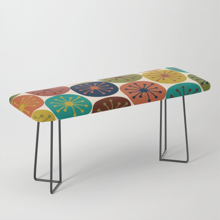Atomic Dots Midcentury Modern Pattern in Mid Mod Colors on Cream  Bench Gallery Image 1