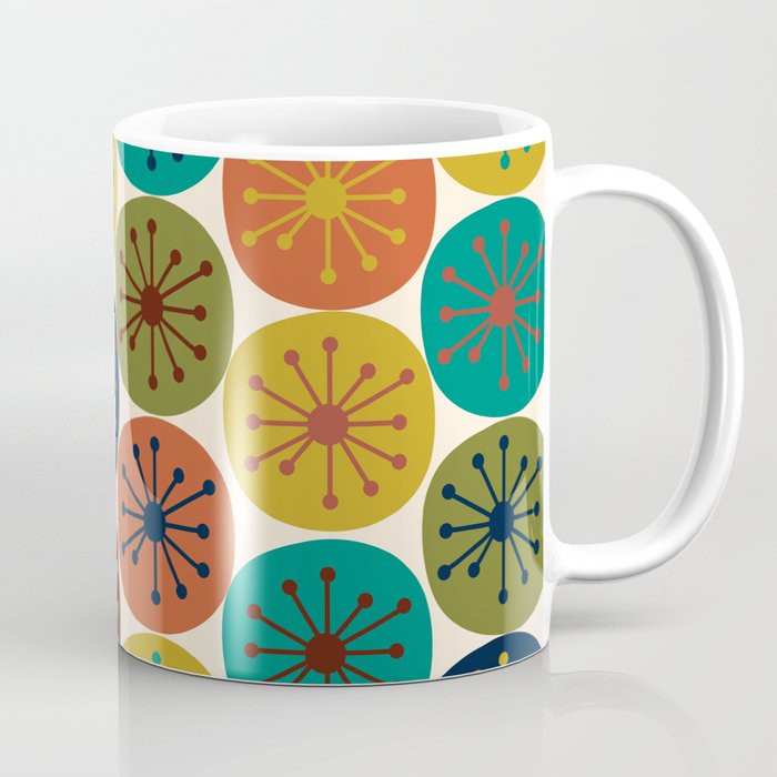 Atomic Dots Midcentury Modern Pattern in Mid Mod Colors on Cream  Coffee Mug Gallery Image 1