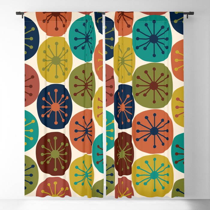 Atomic Dots Midcentury Modern Pattern in Mid Mod Colors on Cream  Window Curtain Gallery Image 5