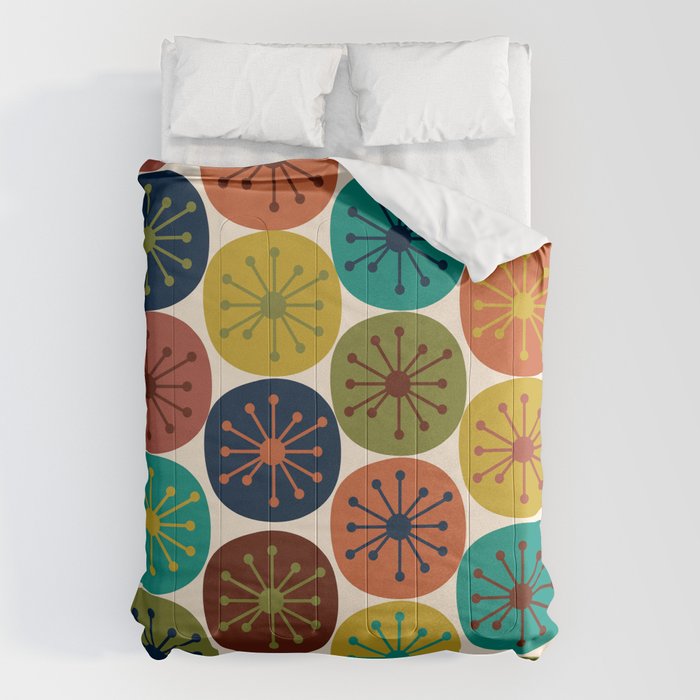 Atomic Dots Midcentury Modern Pattern in Mid Mod Colors on Cream  Comforter Gallery Image 1
