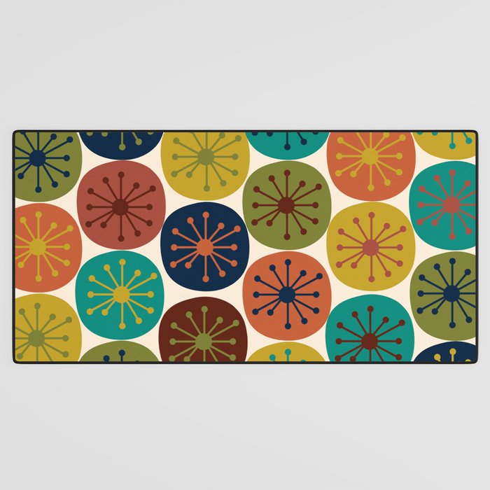 Atomic Dots Midcentury Modern Pattern in Mid Mod Colors on Cream  Desk Mat Gallery Image 3