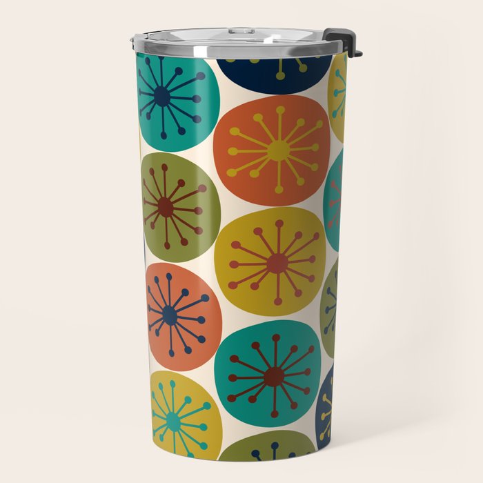 Atomic Dots Midcentury Modern Pattern in Mid Mod Colors on Cream  Travel Mug Gallery Image 2