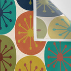 Atomic Dots Midcentury Modern Pattern in Mid Mod Colors on Cream  Wall Tapestry Gallery Image 3