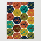 Atomic Dots Midcentury Modern Pattern in Mid Mod Colors on Cream  Poster Gallery Image 4