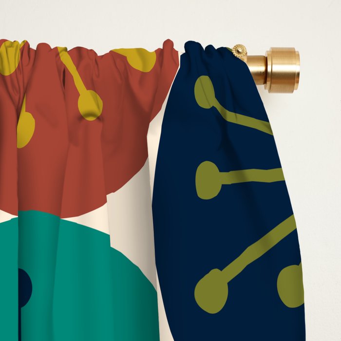 Atomic Dots Midcentury Modern Pattern in Mid Mod Colors on Cream  Window Curtain Gallery Image 2