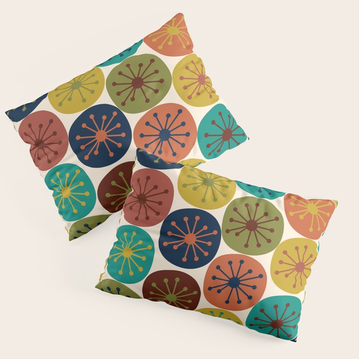Atomic Dots Midcentury Modern Pattern in Mid Mod Colors on Cream  Pillow Sham Gallery Image 1