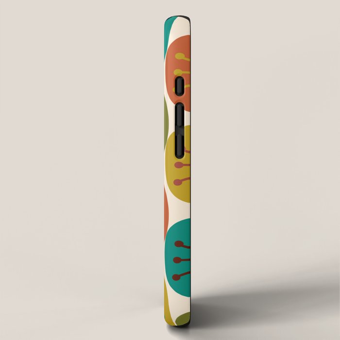 Atomic Dots Midcentury Modern Pattern in Mid Mod Colors on Cream  iPhone Case Gallery Image 2