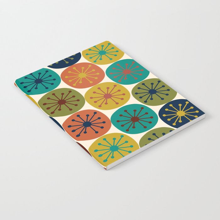 Atomic Dots Midcentury Modern Pattern in Mid Mod Colors on Cream  Notebook Gallery Image 2