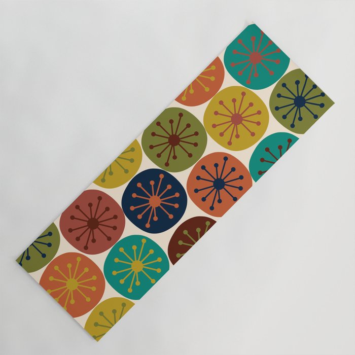 Atomic Dots Midcentury Modern Pattern in Mid Mod Colors on Cream  Yoga Mat Gallery Image 1