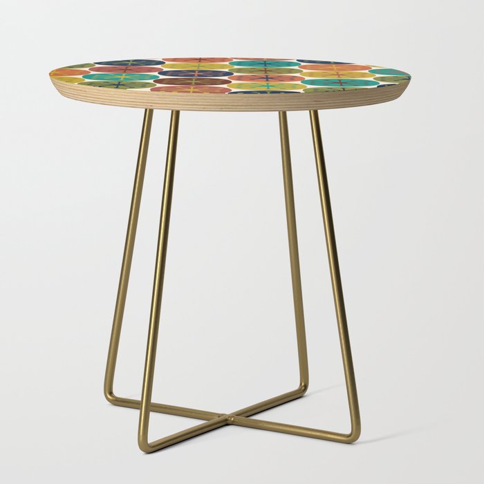 Atomic Dots Midcentury Modern Pattern in Mid Mod Colors on Cream  Side Table Gallery Image 1