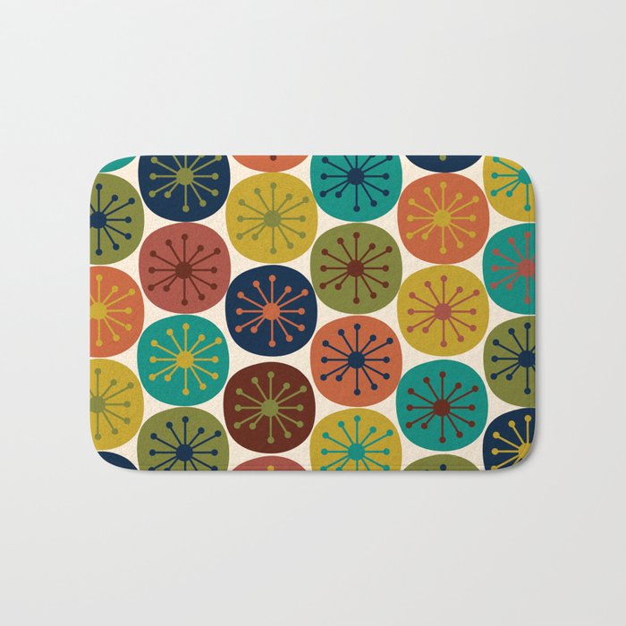 Atomic Dots Midcentury Modern Pattern in Mid Mod Colors on Cream  Bath Mat Gallery Image 1