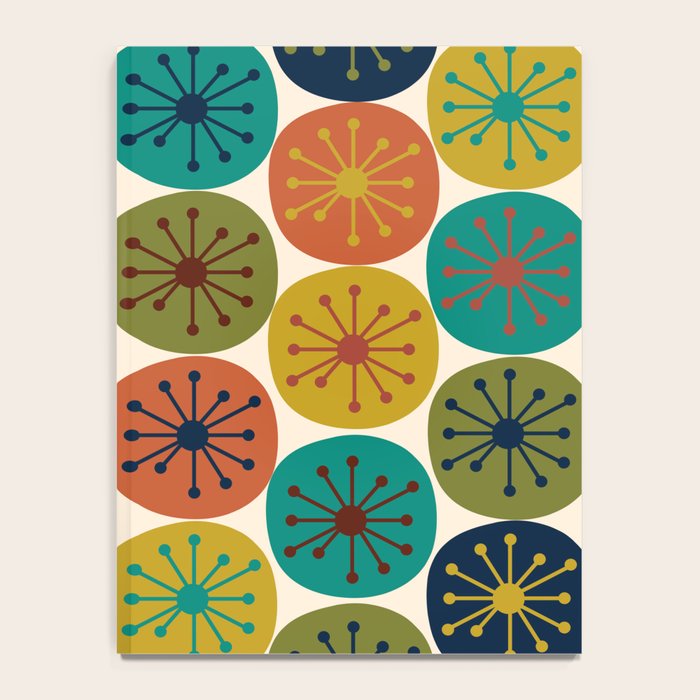 Atomic Dots Midcentury Modern Pattern in Mid Mod Colors on Cream  Notebook Gallery Image 4