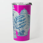 Hot Pink Blue and White Ginger Jars  Travel Mug Gallery Image 2