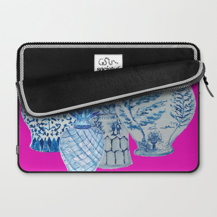 Hot Pink Blue and White Ginger Jars  Laptop Sleeve Gallery Image 2