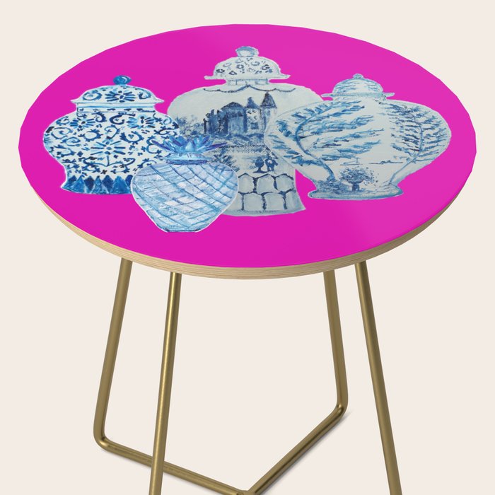 Hot Pink Blue and White Ginger Jars  Side Table Gallery Image 2
