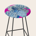 Hot Pink Blue and White Ginger Jars  Stool Gallery Image 2