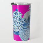 Hot Pink Blue and White Ginger Jars  Travel Mug Gallery Image 3