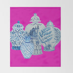 Hot Pink Blue and White Ginger Jars  Throw Blanket Gallery Image 2