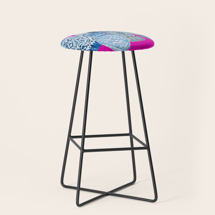 Hot Pink Blue and White Ginger Jars  Stool Gallery Image 1