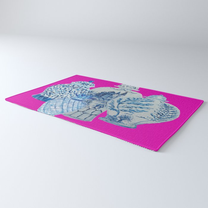 Hot Pink Blue and White Ginger Jars  Rug Gallery Image 3