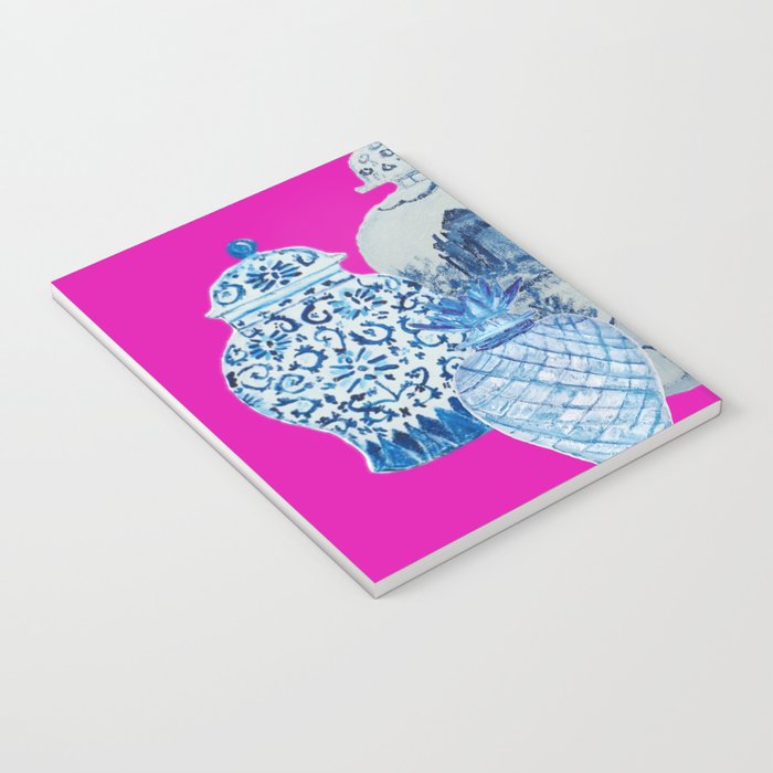 Hot Pink Blue and White Ginger Jars  Notebook Gallery Image 3